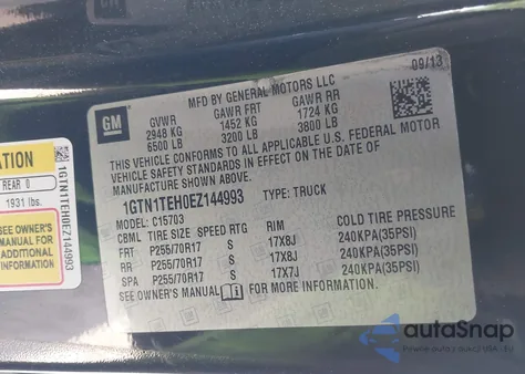 2014 GMC Sierra 1500 from USA, damaged, VIN 1GTN1TEH0EZ144993